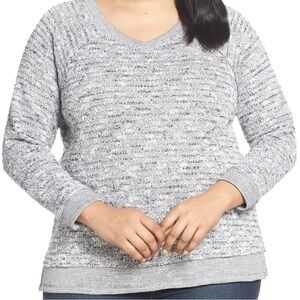 Vince Camuto Slub Knit V-Neck Sweater in Indigo Night Size 2X